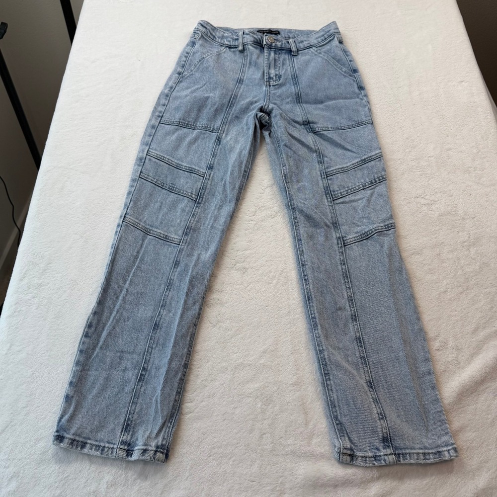 Sincerely Jules Denim Utility Cargo Pants Women 1/25 Light‎ Wash Good Moto Seam